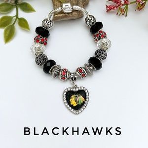 Blackhawks NHL 925 Sterling Silver Charm Bracelet